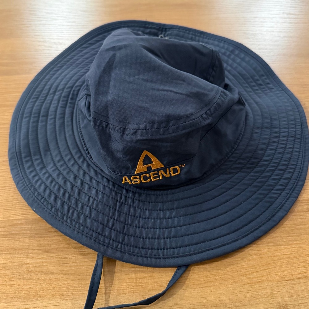 Ascend Sun Hat Wide Brim Adjustable Chin Strap Navy Blue Outdoor‎ Adventure